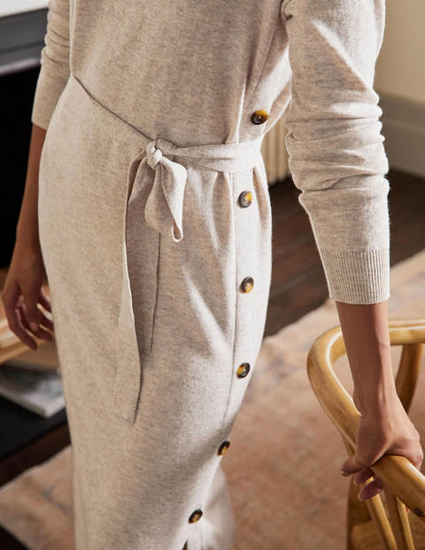 Side Button Knitted Dress - Chinchilla Melange Side Button Knitted Dress - Chinchilla Melange