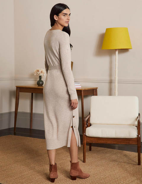 Side Button Knitted Dress - Chinchilla Melange Side Button Knitted Dress - Chinchilla Melange