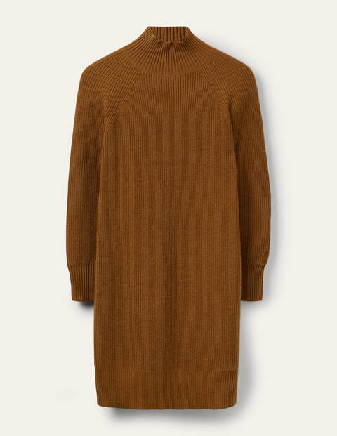 Strickkleid mit hohem Kragen - Altes Moosgrün Strickkleid mit hohem Kragen - Altes Moosgrün