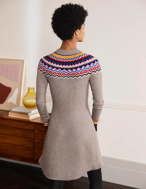 Millie Fair Isle Knitted Dress - Mink Melange Millie Fair Isle Knitted Dress - Mink Melange