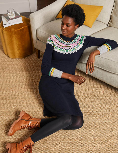Millie Fair Isle Knitted Dress - Navy Millie Fair Isle Knitted Dress - Navy