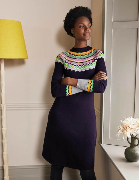 Millie Fair Isle Knitted Dress - Navy Millie Fair Isle Knitted Dress - Navy