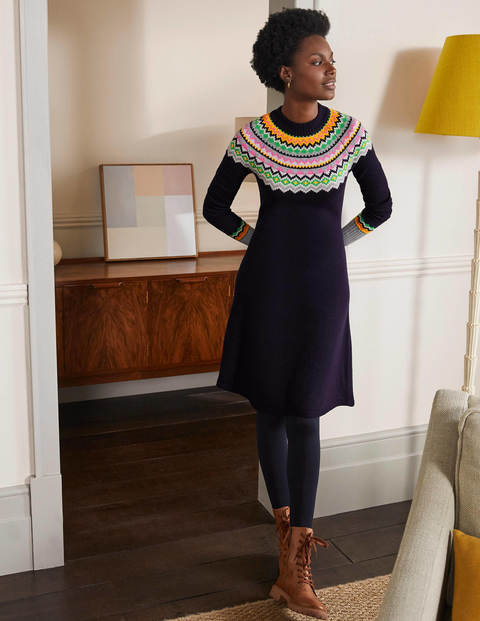 Millie Fair Isle Knitted Dress - Navy Millie Fair Isle Knitted Dress - Navy