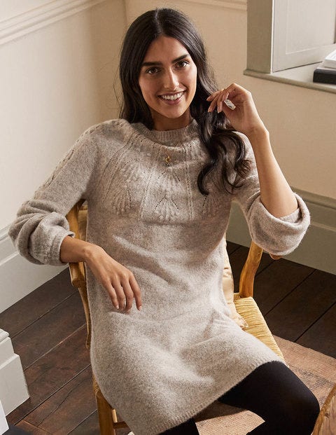 Cable Knitted Dress - Oatmeal Melange Cable Knitted Dress - Oatmeal Melange