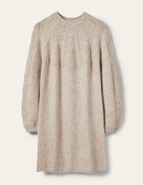 Cable Knitted Dress - Oatmeal Melange Cable Knitted Dress - Oatmeal Melange