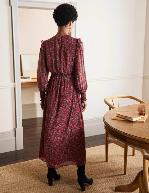 Becky Midi Wrap Dress - Winterberry, Exotic Floral Becky Midi Wrap Dress - Winterberry, Exotic Floral