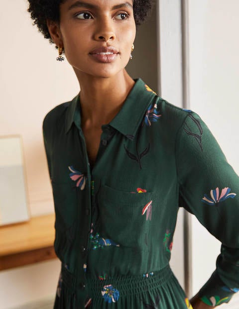 Jessie Maxi Shirt Dress - Midnight Garden, Dandelions Jessie Maxi Shirt Dress - Midnight Garden, Dandelions