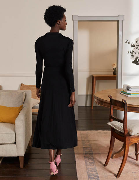 Robe midi à col en jersey - Noir Robe midi à col en jersey - Noir