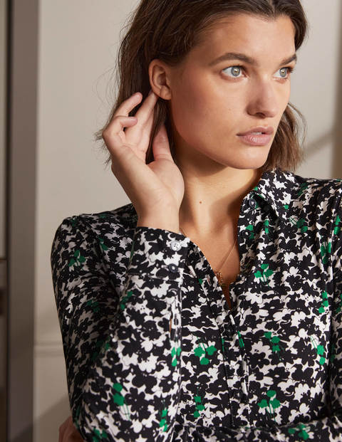 Alma Jersey Shirt Dress - Black, Camo Floral Alma Jersey Shirt Dress - Black, Camo Floral