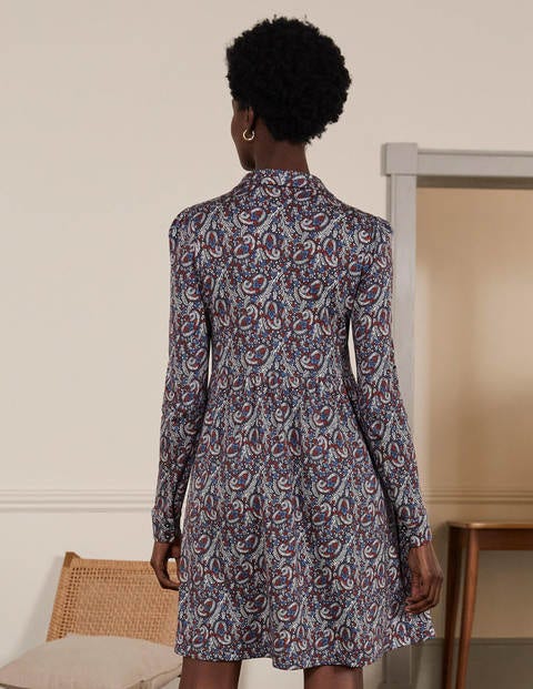 Alma Hemdblusenkleid aus Jersey - Asphaltgrau, Florales Paisleymuster Alma Hemdblusenkleid aus Jersey - Asphaltgrau, Florales Paisleymuster