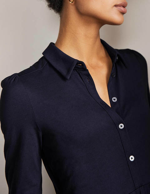Alma Jersey Shirt Dress - Navy Alma Jersey Shirt Dress - Navy