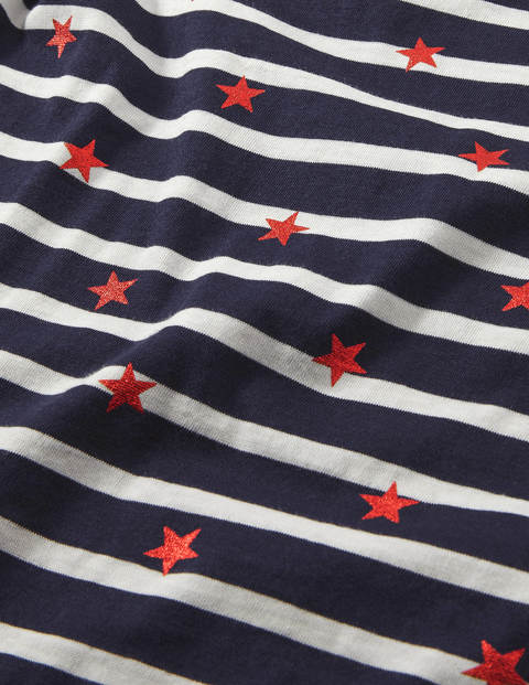 Long Sleeve Breton T-Shirt - Navy/ Ivory Red Foil Star Long Sleeve Breton T-Shirt - Navy/ Ivory Red Foil Star