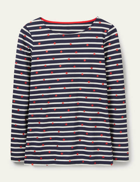 Long Sleeve Breton T-Shirt - Navy/ Ivory Red Foil Star Long Sleeve Breton T-Shirt - Navy/ Ivory Red Foil Star