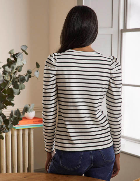 Imogen Bretonshirt - Naturweiß/Schwarz, Schleife Imogen Bretonshirt - Naturweiß/Schwarz, Schleife