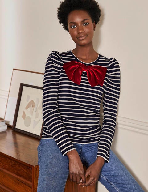 Imogen Breton - Navy/ Ivory Red Bow Imogen Breton - Navy/ Ivory Red Bow