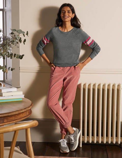 Lorna Baseball Jersey Tee - Charcoal Marl, Lurex Stripe Lorna Baseball Jersey Tee - Charcoal Marl, Lurex Stripe