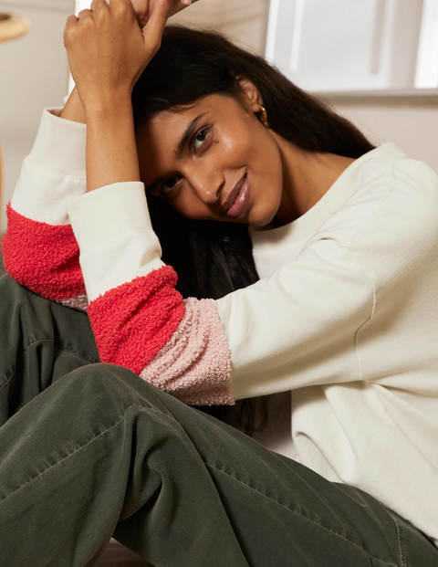 Jasmine Sweatshirt - Naturweiß/Teddy, Blockfarben Jasmine Sweatshirt - Naturweiß/Teddy, Blockfarben