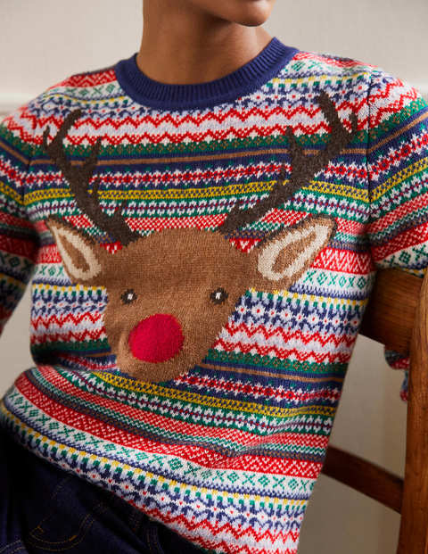 Weihnachtlicher Pullover - Bunt/Navy, Rudolph Weihnachtlicher Pullover - Bunt/Navy, Rudolph
