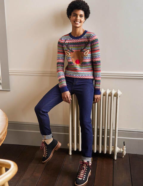 Weihnachtlicher Pullover - Bunt/Navy, Rudolph Weihnachtlicher Pullover - Bunt/Navy, Rudolph