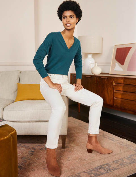 Cashmere V-neck Relaxed Jumper - Dark Teal Cashmere V-neck Relaxed Jumper - Dark Teal