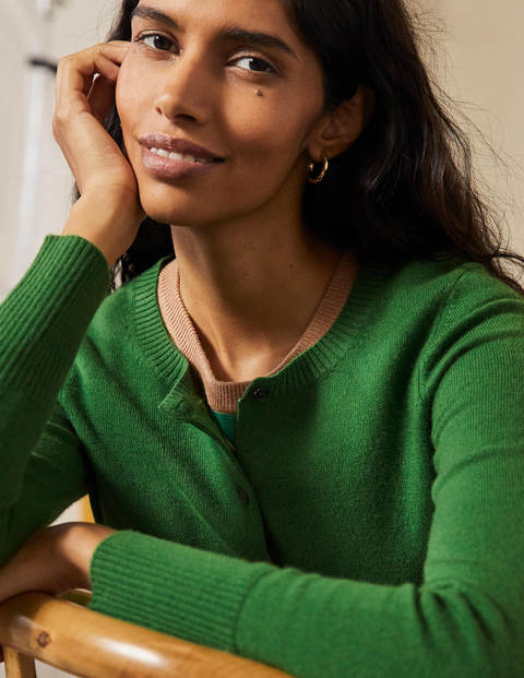Cashmere Cropped Cardigan - Emerald Green Cashmere Cropped Cardigan - Emerald Green