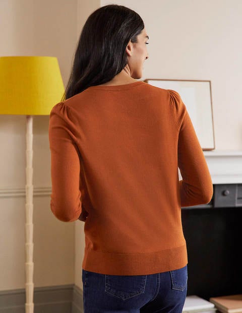 Baumwollcardigan mit Rundhalsausschnitt - Rostrot Baumwollcardigan mit Rundhalsausschnitt - Rostrot