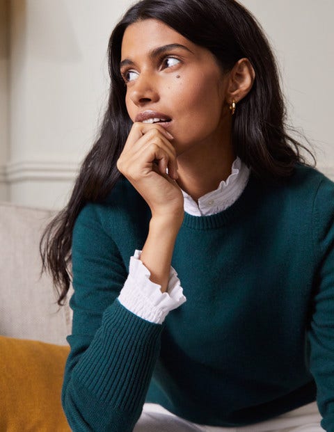 Kaschmirpullover mit Rundhalsausschnitt - Jadegrün Kaschmirpullover mit Rundhalsausschnitt - Jadegrün