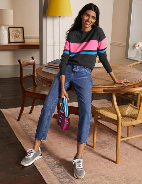 Kesteven Cashmere Jumper - Black Diamond, Neon Stripe Kesteven Cashmere Jumper - Black Diamond, Neon Stripe