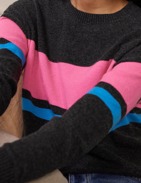 Kesteven Cashmere Jumper - Black Diamond, Neon Stripe Kesteven Cashmere Jumper - Black Diamond, Neon Stripe