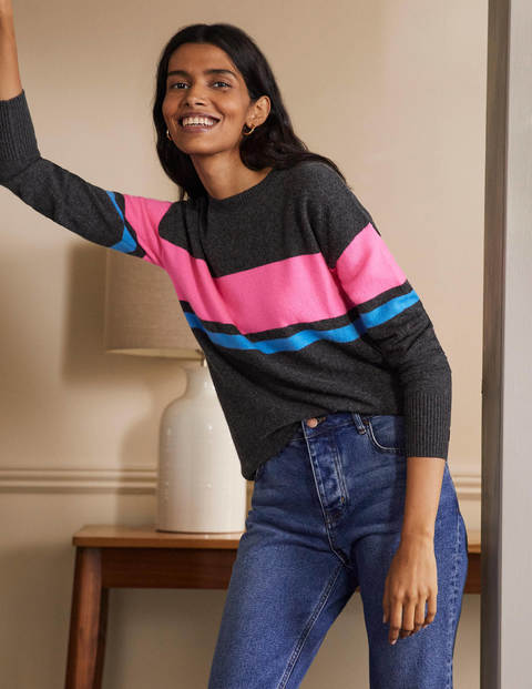 Kesteven Cashmere Jumper - Black Diamond, Neon Stripe Kesteven Cashmere Jumper - Black Diamond, Neon Stripe