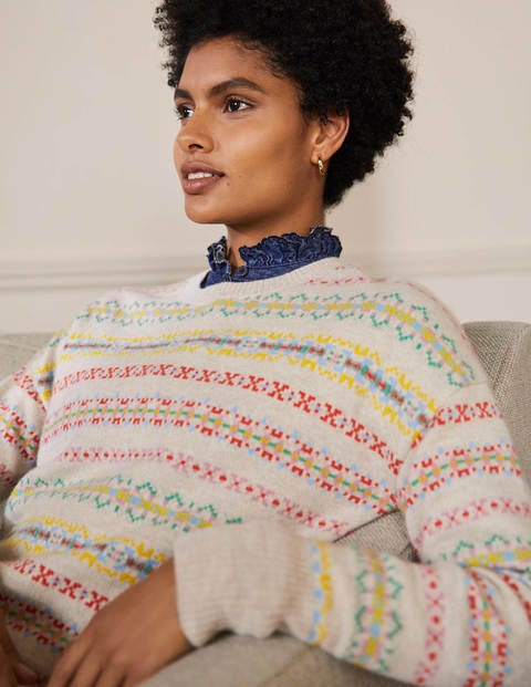 Kesteven Cashmere Sweater - Sandstone, Fair Isle Kesteven Cashmere Sweater - Sandstone, Fair Isle