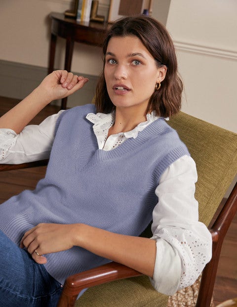 Cashmere Relaxed Tank Top - Lapis Light Blue Cashmere Relaxed Tank Top - Lapis Light Blue