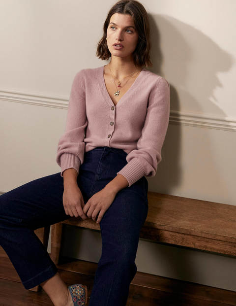 Cashmere Pleat Detail Cardigan - Violet Opal Cashmere Pleat Detail Cardigan - Violet Opal