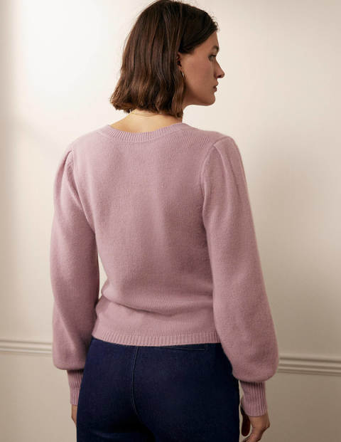 Cashmere Pleat Detail Cardigan - Violet Opal Cashmere Pleat Detail Cardigan - Violet Opal