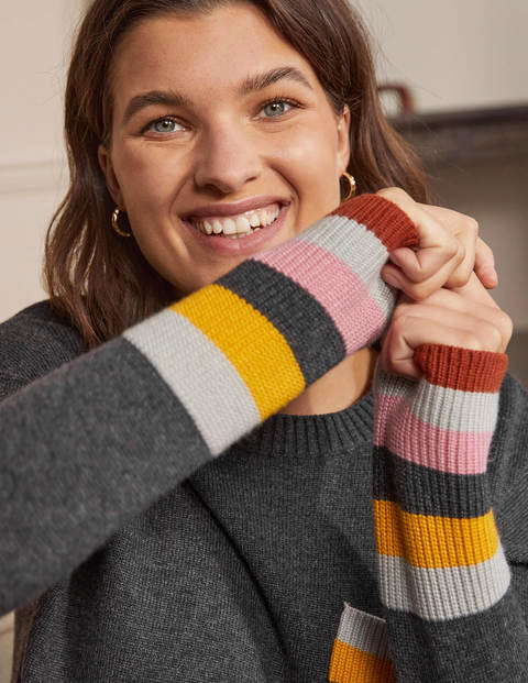 Pull décontracté avec poche rayée - Anthracite chiné Pull décontracté avec poche rayée - Anthracite chiné