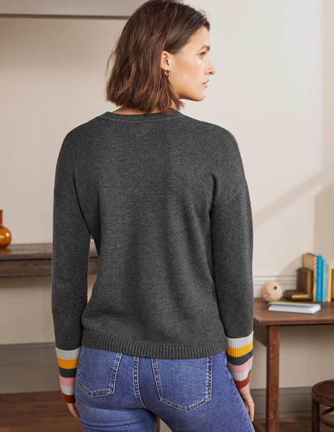 Pull décontracté avec poche rayée - Anthracite chiné Pull décontracté avec poche rayée - Anthracite chiné