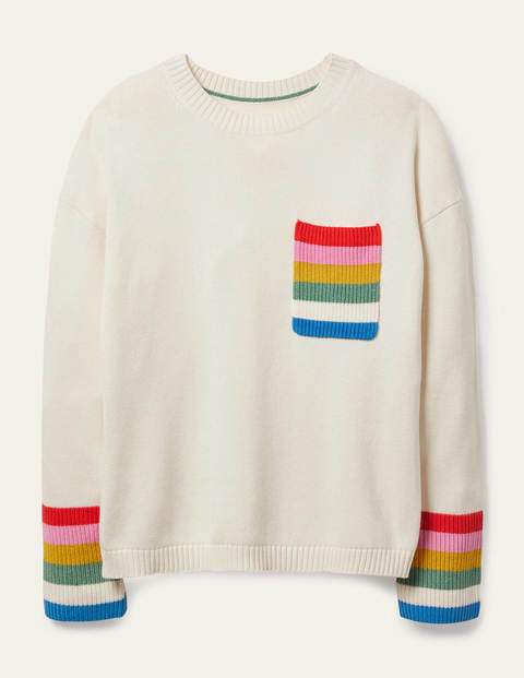 Stripe Pocket Relaxed Jumper - Ivory Stripe Pocket Relaxed Jumper - Ivory