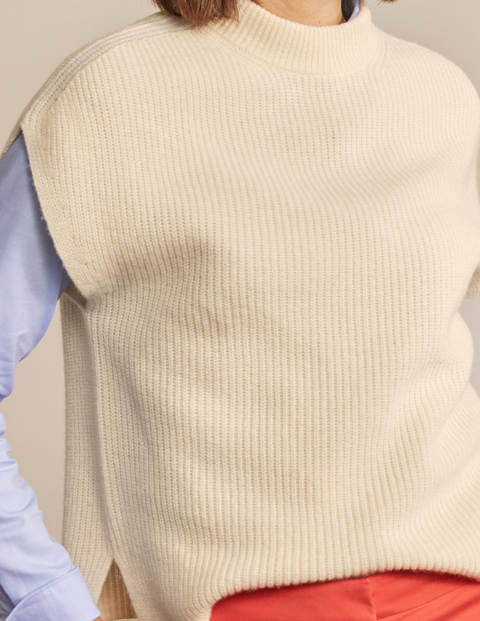 Relaxed Rib Sleeveless Jumper - Ivory Relaxed Rib Sleeveless Jumper - Ivory