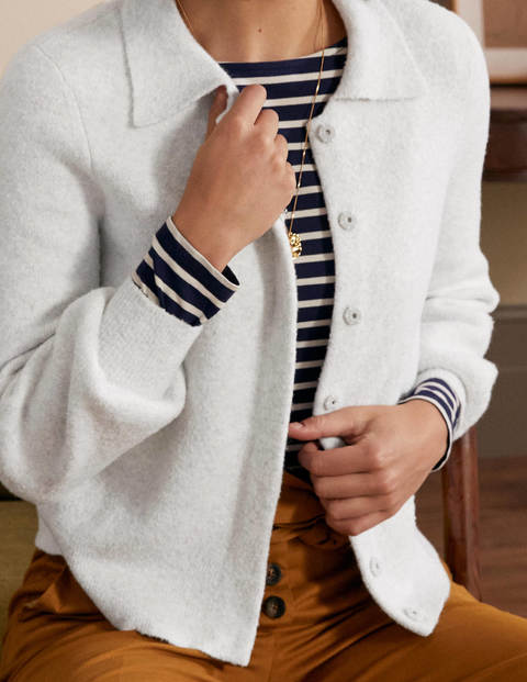 Knitted Bomber Jacket - Silver Melange Knitted Bomber Jacket - Silver Melange