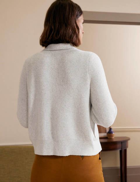 Knitted Bomber Jacket - Silver Melange Knitted Bomber Jacket - Silver Melange