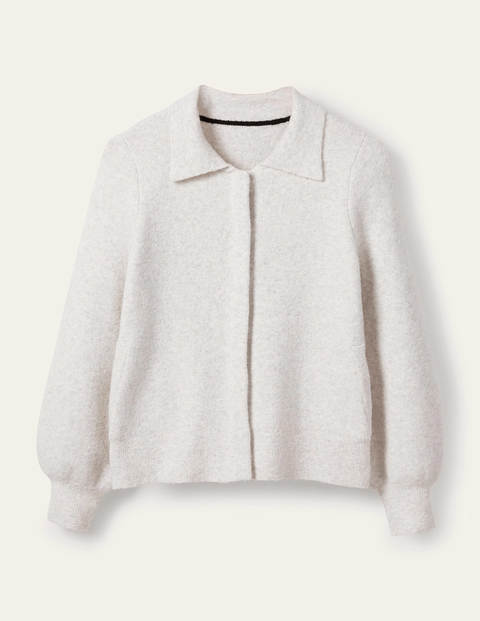Knitted Bomber Jacket - Silver Melange Knitted Bomber Jacket - Silver Melange