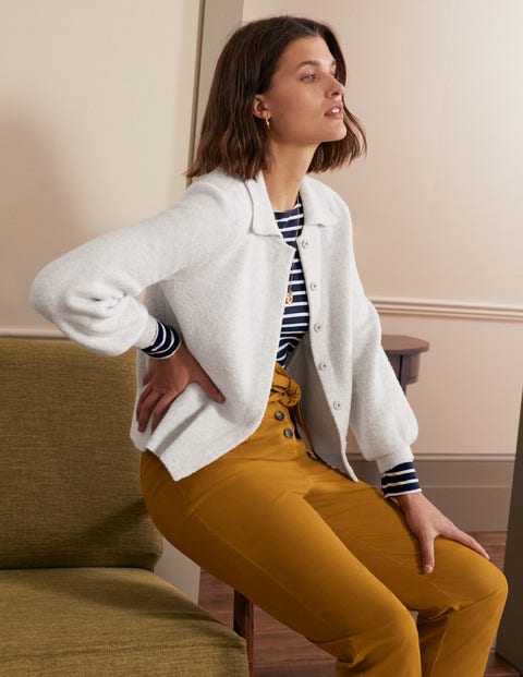 Knitted Bomber Jacket - Silver Melange Knitted Bomber Jacket - Silver Melange