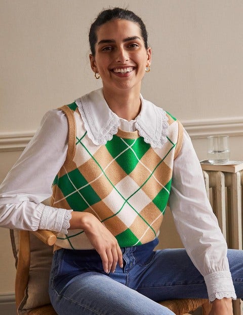 Harriet Tank Top - Camel Melange, Argyle Harriet Tank Top - Camel Melange, Argyle