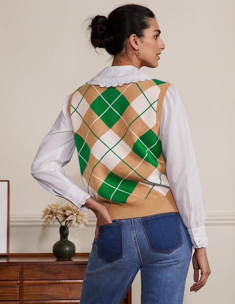 Harriet Tank Top - Camel Melange, Argyle Harriet Tank Top - Camel Melange, Argyle