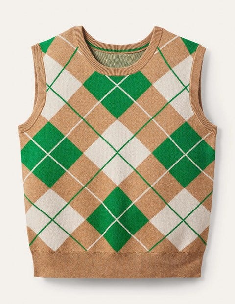 Harriet Tank Top - Camel Melange, Argyle Harriet Tank Top - Camel Melange, Argyle