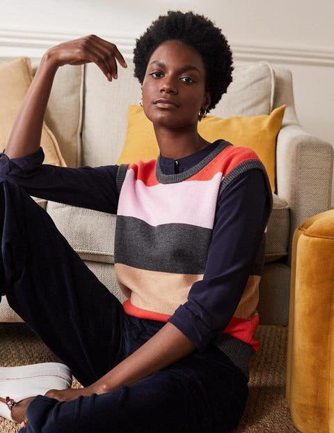Harriet Tank Top - Charcoal Melange, Multi Stripe Harriet Tank Top - Charcoal Melange, Multi Stripe