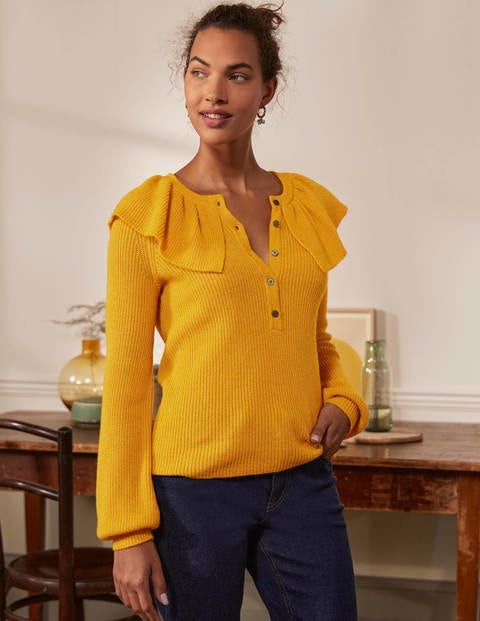 Fluffy Frill Collar Jumper - Tuscan Sun Fluffy Frill Collar Jumper - Tuscan Sun