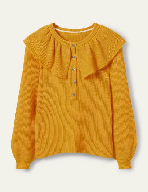Fluffy Frill Collar Jumper - Tuscan Sun Fluffy Frill Collar Jumper - Tuscan Sun