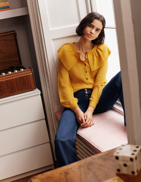 Fluffy Frill Collar Jumper - Tuscan Sun Fluffy Frill Collar Jumper - Tuscan Sun