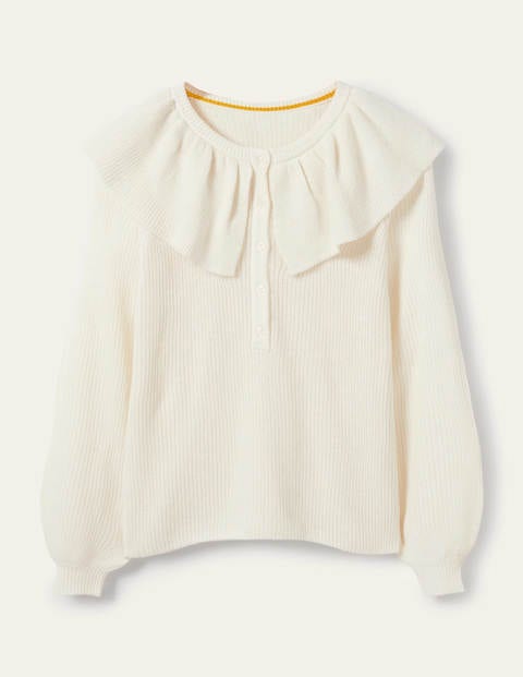Fluffy Frill Collar Sweater - Ivory Fluffy Frill Collar Sweater - Ivory